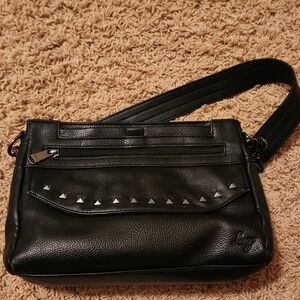 LUG Stylish Black Leather Shoulder Bag